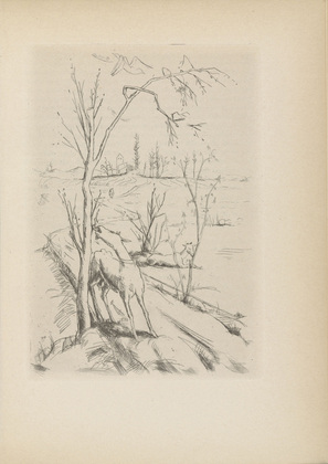 Felix Meseck. Landscape with Goats (Landschaft mit Ziegen) (plate, after p. 248) from Ganymed. Bl&auml;tter der Mar&eacute;es-Gesellschaft, vol. 4. 1922
