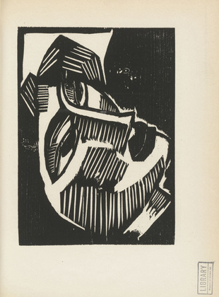 Karl Schmidt-Rottluff. Head (Kopf) (plate, after p. 128) from the periodical Genius. Zeitschrift f&uuml;r werdende und alte Kunst, vol. 1, no. 1. 1919 (print executed 1915)