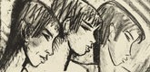 Otto Mueller. Three Girls in Profile (Drei M&auml;dchen im Profil) for the First Annual Portfolio 1921, no. 2 (Br&uuml;cke Artists) (Erste Jahresgabe 1921, no. 2 [Die K&uuml;nstler der  Br&uuml;cke]). (1921)