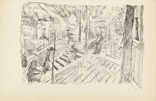 Rudolf Grossmann. Untitled (Southern Streetscene) (plate, [p. 199]) from the periodical  Zeit-Echo. Ein Kriegs-Tagebuch der K&uuml;nstler, vol. 1, no. 13 (Apr 1915). 1915