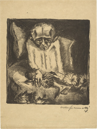 Walter Gramatt&eacute;. Sick Man with Flowers (Der Kranke mit den Blumen) (plate, loose leaf) from the periodical Das Kunstblatt, vol. 2, no. 11 (Nov 1918). 1918