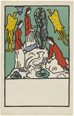 Oskar Kokoschka. Three Girls, a Lamb and Birds of Paradise (Drei M&auml;dchen, Lamm und Paradiesv&ouml;gel) (postcard). (1908)