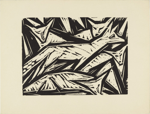 Otto Lange. Foxes (F&uuml;chse) (plate, loose leaf) from the periodical Das Kunstblatt, vol. 1, no. 11 (Nov 1917). 1917