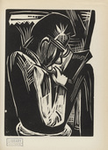 Karl Schmidt-Rottluff. Man Reading (Lesender Mann) (plate, after p. 292) from the periodical Genius. Zeitschrift f&uuml;r werdende und alte Kunst, vol. 3, no. 2. 1921