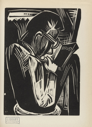 Karl Schmidt-Rottluff. Man Reading (Lesender Mann) (plate, after p. 292) from the periodical Genius. Zeitschrift f&uuml;r werdende und alte Kunst, vol. 3, no. 2. 1921