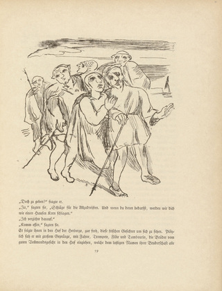 Rudolf Grossmann. Illustration for Till Ulenspiegel (in-text-plate, page 59) from the periodical Kunst und K&uuml;nstler, vol. 14, no. 2 (Nov 1915). 1915
