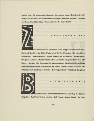 Karl Schmidt-Rottluff. Ornamental initial 'B' from the periodical K&uuml;ndung, vol. 1, no. 4, 5, 6 (April, May, June 1921). 1921 (executed 1920)