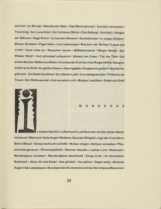 Karl Schmidt-Rottluff. Ornamental initial 'I' from the periodical K&uuml;ndung, vol. 1, no. 4, 5, 6 (April, May, June 1921). 1921 (executed 1920)