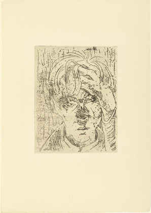 Walter Gramatt&eacute;. Self-Portrait, Head Propped on Hand (Selbstbildnis, den Kopf in die Hand gest&uuml;tzt). 1925