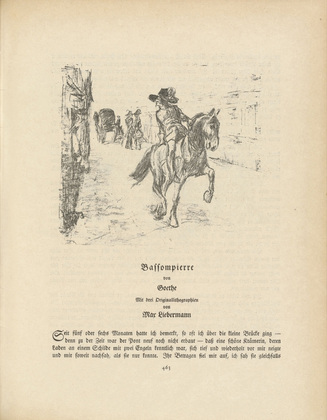 Max Liebermann. Illustration (The Marshall)  (headpiece, page 463) for Bassompierre from the periodical Kunst und K&uuml;nstler, vol. 15, no. 10 (July 1917). 1917 (print executed 1915)