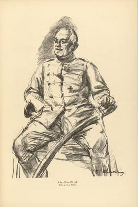 Max Liebermann. Cuirassier Colonel (K&uuml;rassier-Oberst) (plate, p. 97) from the periodical Kriegszeit. K&uuml;nstlerflugbl&auml;tter, vol. 1, no. 24 (27 Jan 1915). 1915