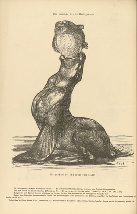 August Gaul. The British Sea Lion in Embarassment (Der britische Leu in Verlegenheit) (in-text plate, p. 98) from the periodical Kriegszeit. K&uuml;nstlerflugbl&auml;tter, vol. 1, no. 24 (27 Jan 1915). 1915