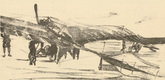 Georg Kolbe. Airforce Training (Flieger-Schule) (headpiece, p. 100) from the periodical Kriegszeit. K&uuml;nstlerflugbl&auml;tter, vol. 1, no. 25 (3 Feb 1915). 1915