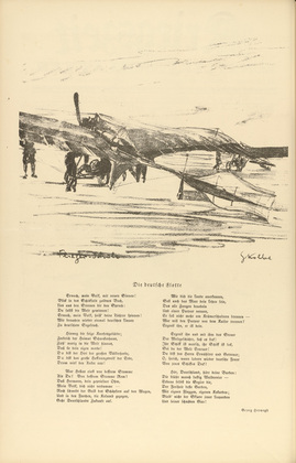 Georg Kolbe. Airforce Training (Flieger-Schule) (headpiece, p. 100) from the periodical Kriegszeit. K&uuml;nstlerflugbl&auml;tter, vol. 1, no. 25 (3 Feb 1915). 1915