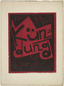Karl Schmidt-Rottluff. Cover from the periodical K&uuml;ndung, vol. 1, no. 7, 8 (July, August 1921). 1921 (executed 1920)