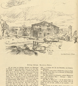 Fritz Rhein. Bullet-Riddled Village (Zerschossenes Dorf) (headpiece, p. 104) from the periodical Kriegszeit. K&uuml;nstlerflugbl&auml;tter, vol. 1, no. 26 (10 Feb 1915). 1915