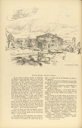 Fritz Rhein. Bullet-Riddled Village (Zerschossenes Dorf) (headpiece, p. 104) from the periodical Kriegszeit. K&uuml;nstlerflugbl&auml;tter, vol. 1, no. 26 (10 Feb 1915). 1915