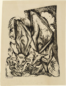 Ernst Ludwig Kirchner. Two Grazing Cows (Zwei grasende K&uuml;he). (1918)