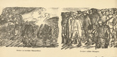 Alexander Kolde. Sketches from the Field (Skizzen aus dem Felde) (in-text plate, p. 106) from the periodical Kriegszeit. K&uuml;nstlerflugbl&auml;tter, vol. 1, no. 26 (10 Feb 1915). 1915