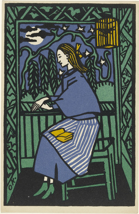 Oskar Kokoschka. Girl at Window (M&auml;dchen am Fenster) (postcard). (1907)