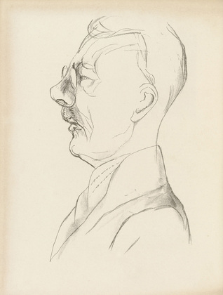 Rudolf Grossmann. President Schacht of the Reichsbank (Reichsbankpr&auml;sident Schacht) (plate facing page 131) from the periodical Kunst und K&uuml;nstler, vol. 24, no. 4 (Jan 1926). 1926 (print executed 1925)