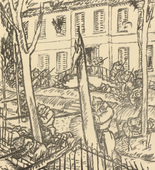 Max Unold. Before a French Country House (Vor einem franz&ouml;sischen Landhaus) (plate, p. 109) from the periodical Kriegszeit. K&uuml;nstlerflugbl&auml;tter, vol. 1, no. 27 (17 Feb 1915). 1915