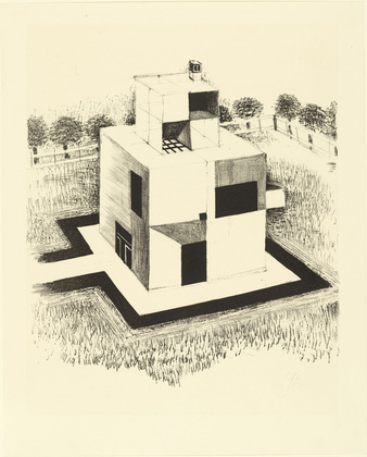 Johannes Itten. House of the White Man (Haus des wei&szlig;en Mannes) from the portfolio New European Graphics, 1st Portfolio: Masters of the State Bauhaus, Weimar, 1921 (Neue europ&auml;ische Graphik, 1. Mappe: Meister des Staatlichen Bauhauses in Weimar, 1921). (1920, published 1921)