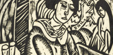 Ernst Ludwig Kirchner. Woman Buttoning Her Shoe (Frau, Schuh zukn&ouml;pfend). (1912, published 1913)
