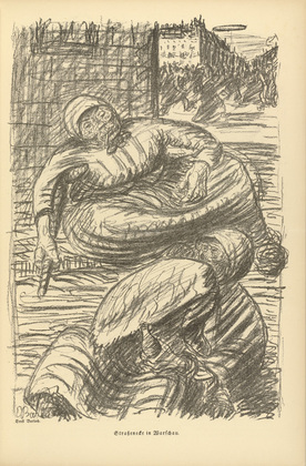 Ernst Barlach. Street Corner in Warsaw (Stra&szlig;enecke in Warschau)  (plate, p. 113) from the periodical Kriegszeit. K&uuml;nstlerflugbl&auml;tter, vol. 1, no. 28 (24 Feb 1915). 1915