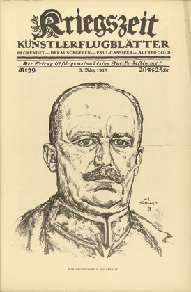 Erich B&uuml;ttner. Lieutenant General von Ludendorff (Generalleutnant v. Ludendorff)  (in-text plate, p. 115) from the periodical Kriegszeit. K&uuml;nstlerflugbl&auml;tter, vol. 1, no. 29 (3 March 1915). 1915