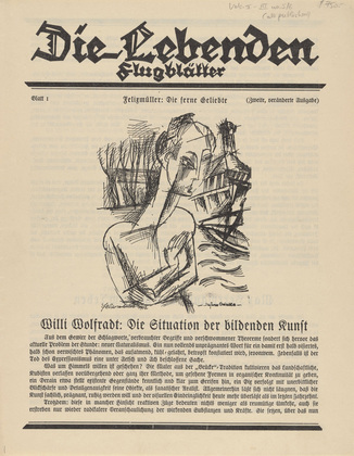 Various Artists with Conrad Felixm&uuml;ller, Gerhard Marcks, Oskar Gawell, Charles Crodel, Wilhelm Rudolph, Willy Robert Huth, Christoph Voll, Walter Dexel, Max Thalmann, J. Fritz Zalisz, Karl R&ouml;ssing, Johannes W&uuml;sten, Fritz Neumann-Hegenberg, Sella Hasse, Ewald Matar&eacute;, Otto Fischer-Lamberg. Die Lebenden, vols. 1-3. 1923-1931