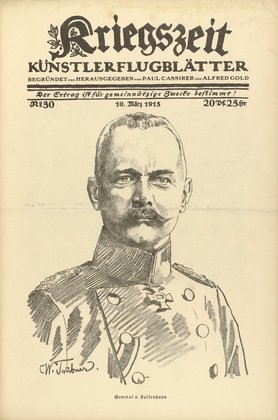 Wilhelm Tr&uuml;bner. General von Falkenheyn (General v. Falkenhayn)  (in-text plate, p. 119) from the periodical Kriegszeit. K&uuml;nstlerflugbl&auml;tter, vol. 1, no. 30 (10 March 1915). 1915