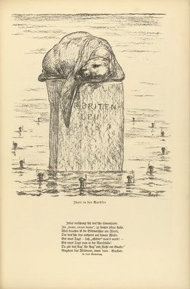 August Gaul. Idyll in the North Sea (Idyll in der Nordsee) (headpiece, p. 121) from the periodical Kriegszeit. K&uuml;nstlerflugbl&auml;tter, vol. 1, no. 30 (10 March 1915). 1915