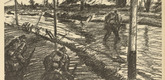 Josef Bato. Advancing in Grenade and Shrapnel Fire (Vorr&uuml;cken im Granat- und Schrapnellfeuer) (plate, p. 122) from the periodical Kriegszeit. K&uuml;nstlerflugbl&auml;tter, vol. 1, no. 30 (10 March 1915). 1915