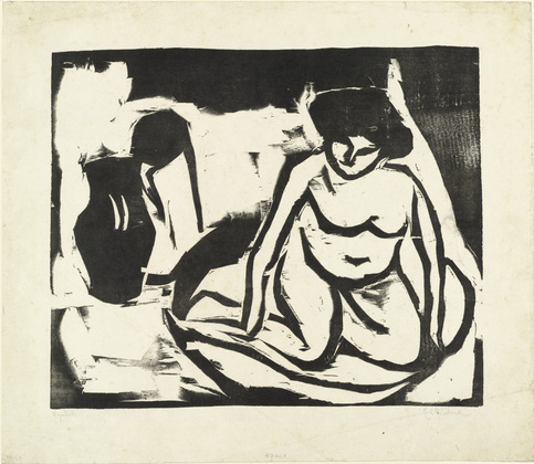 Ernst Ludwig Kirchner. Nude Girl in the Bath (Nacktes M&auml;dchen im Bad). (1909)