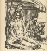 M. May. War Hospital in Arabia (Kriegslazarett in Arabien) (plate, p. 124) from the periodical Kriegszeit. K&uuml;nstlerflugbl&auml;tter, vol. 1, no. 31 (17 March 1915). 1915