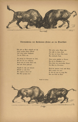 August Gaul. Victory (Sieg) (tailpiece, p. 10) from the periodical Kriegszeit. K&uuml;nstlerflugbl&auml;tter, vol. 1, no. 3 (16 Sept 1914). 1914