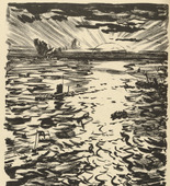 Ulrich Hübner. U-boats in Battle (U-Boote im Kampf) (in-text plate, p. 130) from the periodical Kriegszeit. Künstlerflugblätter, vol. 1, no. 32 (24 March 1915). 1915