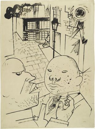 George Grosz. .a Dispute by Moonlight (Disput bei Mondschein) .b Two Men. (c. 1920)