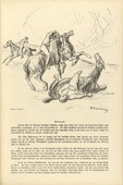 Max Liebermann. Cavalry Battle (Reiterkampf) (headpiece, p. 133) from the periodical Kriegszeit. K&uuml;nstlerflugbl&auml;tter, vol. 1, no. 33 (31 March 1915). 1915