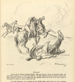 Max Liebermann. Cavalry Battle (Reiterkampf) (headpiece, p. 133) from the periodical Kriegszeit. K&uuml;nstlerflugbl&auml;tter, vol. 1, no. 33 (31 March 1915). 1915