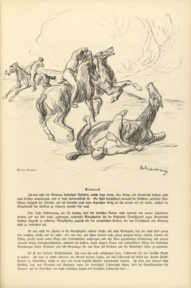 Max Liebermann. Cavalry Battle (Reiterkampf) (headpiece, p. 133) from the periodical Kriegszeit. K&uuml;nstlerflugbl&auml;tter, vol. 1, no. 33 (31 March 1915). 1915
