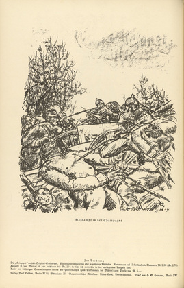 Erich B&uuml;ttner. Hand to Hand Fighting in Champagne (Nahkampf in der Champagne) (in-text plate, p. 134) from the periodical Kriegszeit. K&uuml;nstlerflugbl&auml;tter, vol. 1, no. 33 (31 March 1915). 1915