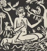 Georg Schrimpf. Francis of Assisi (Franz von Assisi) (plate, number 1) from Der expressionistische Holzschnitt. 46. Ausstellung Neue Kunst. 1918