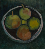 Paul Klee. Still Life with Four Apples (Stilleben mit vier Fr&uuml;chten in Schale vor dunkelgr&uuml;nem Grunde). (1909)