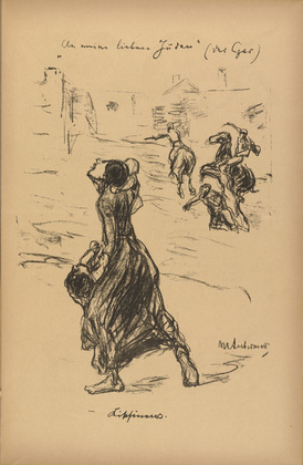 Max Liebermann. "To My Beloved Jews" ("An meine lieben Juden") (plate, p.11) from the periodical Kriegszeit. K&uuml;nstlerflugbl&auml;tter, vol. 1, no. 3 (16 Sept 1914). 1914