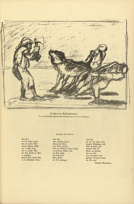 Max Slevogt. Kitchener&rsquo;s Sacrifice (Kitcheners Schlachtopfer) (headpiece, p. 137) from the periodical Kriegszeit. K&uuml;nstlerflugbl&auml;tter, vol. 1, no. 34 (7 April 1915). 1915