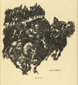 Kurt Sch&auml;fer. Field Battery (Feldbatterie) (in-text plate, p. 139) from the periodical Kriegszeit. K&uuml;nstlerflugbl&auml;tter, vol. 1, no. 35 (14 April 1915). 1915