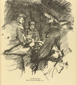 Fritz Rhein. In the Bomb Shelter (Im Alarmkeller) (plate, p. 141) from the periodical Kriegszeit. K&uuml;nstlerflugbl&auml;tter, vol. 1, no. 35 (14 April 1915). 1915