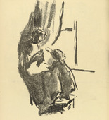 Hedwig Weiss. Women in Wartime (Wife and Child of a Sergeant) [Women in Wartime (Frau und Kind eines Unteroffiziers)] (headpiece, p. 144) from the periodical Kriegszeit. K&uuml;nstlerflugbl&auml;tter, vol. 1, no. 36 (21 April 1915). 1915